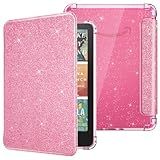 MoKo Case for All-New 7" Kindle Paperwhite 12th Gen 2024 & Kindle Colorsoft 2024/2025,Glitter Clear Kindle Case, Flexible Clear Soft TPU Back Cover Light Shell with Auto Wake/Sleep, Glitter Pink