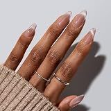 BTArtbox Press On Nails, Medium Almond Cat Eye Nails, 32Pcs Full Kit