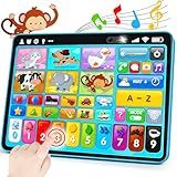Peacurh Trilingual Learning Toy Tablet with Music & Sound, Montessori Speech Musical Therapy Toys, Gifts for Boy, Girl, Baby, Toddler, for Age 1, 2, 3 Year Old (12-18 Months)