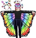 D.Q.Z Double-Sided Fairy Butterfly-Wings Costume for Girls Kids Dress-Up Halloween Costumes Mask Headband as Gifts (Rainbow)