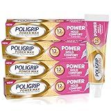 Poligrip Denture Adhesive, Power Max Hold Plus Comfort Denture Adhesive Cream, 2.2 Ounces (Pack of 4)