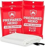 Prepared Hero Emergency Fire Blanket, Kitchen & Home, 39 x 39 in, 4 Pack