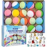 Bath Bomb Gift Set with Toys Inside, 20 Pack Organic Bath Bombs for Kids, Kids Safe Handmade Fizzy Balls for Kid, Ideal Birthday Easter Gift for Boys & Girls