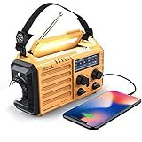 Raynic Weather Radio, 5000mAh/18500mWh NOAA Weather Radio, Solar Hand Crank Emergency Radio with AM/FM/SW/NOAA Weather Alert, Flashlight, Reading Lamp, Cell Phone Charger and SOS Siren