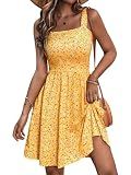 HUHOT Summer Dresses for Women 2026 Graduation Flowy Sundress with Pockets Resort Wear Spring Easter Boho Cruise Outfits Floral Cute Dresses Yellow