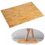 Bamboo Bath Mat Bathroom Rugs Floor Wood Shower Bathtub Waterproof Non Slip Accessories 16x24 Inch Easy to Clean, Natural, 1 pc