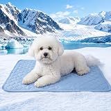 PatiencET Dog Cooling Mat, 22 x 28 in No-Gel Cooling Pad for Small Dogs, Puppies and Cats, Cool Touch Nylon Pet Mat, Washable Summer Dog Mat for Crate, Floor, Sofa, Car, Blue