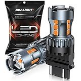 SEALIGHT 3156 3157 LED Bulb Amber, Turn Signal Lights with Extra Resistor HD Projector, 3056 3457A 4057 4157 LED Light Bulb Replacement for Front Rear Turn Signal, Blinker Parking Marker Light, 2PCs