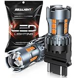 SEALIGHT 3156 3157 LED Bulb Amber, Turn Signal Lights with Extra Resistor HD Projector, 3056 3457A 4057 4157 LED Light Bulb Replacement for Front Rear Turn Signal, Blinker Parking Marker Light, 2PCs