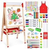Joyooss Art Easel for Kids Easel for Toddlers,Adjustable Standing Double Sided Toddler Easels Kid Art Chalkboard with Paper Roll & Whiteboard,Easel for Kids Age 4-8 9-12