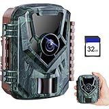 KJK Trail Camera, 36MP 2.7K Mini Game Camera with Night Vision Motion Activated Waterproof, 130°Wide-Angle Wildlife Camera 0.1s Trigger Time 3-Shot Burst, 2.0” HD TFT Screen Hunting Gifts for Men