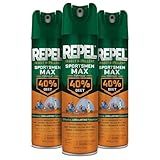 Repel Insect Repellent Sportsmen Max Formula 40% DEET, 6.5 Ounces, Long-Lasting Aerosol Insect Repellent Spray Repels Mosquitoes, Ticks, Gnats, Biting Flies, Chiggers and Fleas, 3 Pack