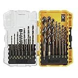 DEWALT Drill Bit Set, 21 Pc High Speed Steel DEWALT Bits, Black and Gold Oxide Coated, 135 Degree Split Point, 31 Degree Helix (DWA1181)
