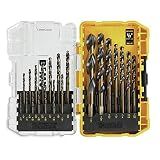 DEWALT Drill Bit Set, 21 Pc High Speed Steel DEWALT Bits, Black and Gold Oxide Coated, 135 Degree Split Point, 31 Degree Helix (DWA1181)