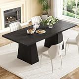 LITTLE TREE Dining Table for 4-6 People, Wooden Table, Rectangle Furniture with Heavy Duty Legs, Modern Kitchen Table for Home, Dining Room, Black