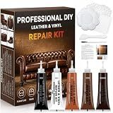 Brown Leather Repair Kit for Furniture, Car Seats, Couch, Steering Wheel, Leather and Vinyl Repair Kit with Super Easy Instructions, Efficiently Repairs Scratches, Peeling, Tears, Holes of All Leather