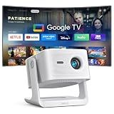 【Official Licensed Google TV】4K Smart Projector with WiFi and Bluetooth, VOPLLS Outdoor Projectors with Dolby/Auto Focus, Portable Movie Phone Wireless Gaming Wifi Proyector for Bedroom/Home/Ceiling