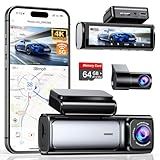 Affver 4K Dash Cam Front and Rear, Built-in 5G WiFi GPS, 64GB Card Included, 3.59'' IPS Screen Dash Camera for Cars, Dual Dashcam with G-Sensor, Loop Recording, WDR, Night Vision, 24H Parking Monitor
