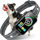 DINJOO Dog Bark Collar for Large/Medium/Small Dogs | Rechargeable Smart AI Anti-Barking Training Collar with 8 Adjustable Sensitivity, Beep & Vibration Modes | Solves Excessive Barking - Dark Black