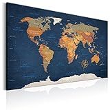 artgeist Pinboard World Map 35x24 in - Cork Board & Canvas Print Wall Art 1 pcs Memoboard with 50 Pins Noticeboard Message Board Image Picture Home Decor Travel Map k-C-0048-p-b