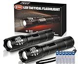 Zoomable LED Flashlights with 5 Modes: Fathers Day Birthday Gifts for Men Him Dad 2Pcs Flashlights Batteries Included Bright Tactical Torch High Lumens Outdoor Fishing Hiking Camping Essentials
