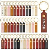 Wavyknot 100 Pcs Leather Keychain Blanks, 3.7 x 0.7 Inches, Multicolor