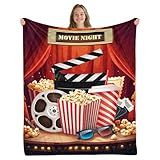 Wazzio Movie Theme Blanket Gifts for Women Girls, Movie Night Supplies, Movies Theater Gift for Movies Lover Gifts for Christmas, Ideal Theater Decor for Sofa Couch Bed, Theatre Gift Blanket 50"x60"