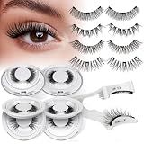 QUEWEL Magnetic Eyelashes 4Pair Reusable Magnetic Eyelashes with Applicator