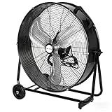 BILT HARD 24" 8100 CFM High Velocity Industrial Drum Fan, 3-Speed Heavy Duty Metal Shop Fan for Warehouse, Workshops, Garage, Factory and Basement - UL Listed