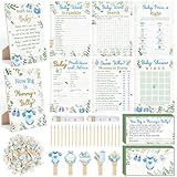 424Pcs Greenery Eucalyptus Baby Shower Game Set-8 Games, Fun and Easy to Play, Includes Baby Shower Bingo Price is Right Guess Who Word Scramble Prediction How Big is Mommy's Belly Don't Say The Words