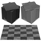 SUNYRISY Garage Floor Tiles Interlocking Mat, Black/Gray Mashup 12 x 12 x 0.6 in 48Pcs Garage Floor Mats, Non-Slip Garages, Basements, Repair Shops Flooring Covering Tiles