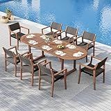 Sophia & William Patio Outdoor Table and Chairs Set, Patio Dining Sets for 8, 9 Pieces Patio Table Set Acacia Wood Table Expandable and Rattan Chairs for Backyard Deck Porch Outside
