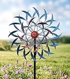 VUFOZ 4 Layer Wind Spinner Outdoor Metal, 13" Kinetic Wind Spinner for Yard and Garden, Decorative Metal Yard Art for Lawn or Patio