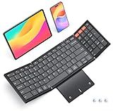 MEETION New Foldable Bluetooth Keyboard with Touchpad, Portable Wireless Keyboard with Numeric Keypad, Full-Size Rechargeable Business Travel for iPad Phone Laptop PC iOS, 2026 New Upgrade