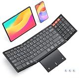 MEETION Bluetooth Foldable Keyboard with Touchpad and Number Pad, Black