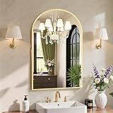 Sweetcrispy 20"x30" Arched Gold Bathroom Mirrors for Wall