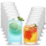 Moretoes Hobnail Drinking Glasses Set of 12, 12 Oz Highball Glasses & 10 Oz Cocktail Glasses, Clear Embossed Boho Glass Cups Kitchen Bar Tumbler Glassware Set for Whiskey, Beer, Juice, Milk