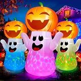 zukakii 5FT Halloween Inflatables Pumpkin Ghost Built-in 3-Pattern Colorful Flashing Light, Cute Halloween Blow Up Yard Decorations for Indoor Outdoor Home/Holiday/Party/Yard/Lawn (1PCS)