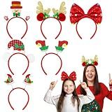 Christmas Hats Headbands Hair Accessories 6 PCS, Fun Holiday Party Favors Supplies Gifts Prizes for Kids, Christmas Headwear for Costume, Xmas Wearable Decorations Photo Booth Props Items Prizes