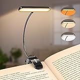 Gritin Rechargeable Book Light for Reading in Bed with 19 LED &Memory Function-Eye Caring 3 Color Temperatures,5 Brightness Levels,90 Hrs Runtime Flexible Goose Neck Clip on Light for Book Lovers