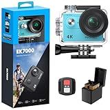 AKASO EK7000 4K30FPS 20MP WiFi Action Camera with EIS Ultra HD 131FT Waterproof Underwater Camera Remote Control 4X Zoom Support External Microphone Blue