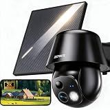 Solar Security Cameras Wireless Outdoor, 2K Pan/Tilt 360° View Solar/Battery Powered WiFi Cameras for Home Security with AI Motion Detection, Spotlight, 2-Way Audio, Siren, IP65, SD/Cloud Storage