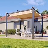 Aoxun 10'x10' Outdoor Pergola, Heavy Duty Metal Frame Patio Pergola with Adjustable Retractable Sun Shade Canopy, Modern Backyard Pergola for Garden, Deck, Patio, Lawn and Outdoor