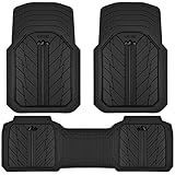 CAR PASS Heavy Rubber Car Floor Mats, Deep Waterproof Car Mats All Weather, Universal Trim-to Fit Automotive Floor Mats for Car SUV Truck Van, Durable Floor Liners Solid Black