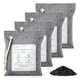 CLEVAST Bamboo Charcoal Air Purifying Bags - (Large, 4×200g), Removes Odors and Moisture, Nature Fresh Air Purifier Bags, Odor Eliminator for Home, Car, Pets, Bathroom, Basement