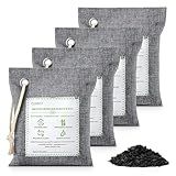 CLEVAST Bamboo Charcoal Air Purifying Bags - (Large, 4×200g), Removes Odors and Moisture, Nature Fresh Air Purifier Bags, Odor Eliminator for Home, Car, Pets, Bathroom, Basement