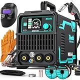 Ehomful 145A 4-in-1 MIG Welder,110V/220V Dual Voltage Gas MIG/Flux Core MIG/Lift TIG/Stick Multiprocess MIG Welding Machine, Portable IGBT Inverter with Synergic Control & Auto Darkening Helmet，Gloves