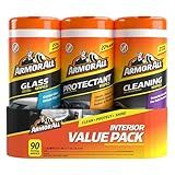 Armor All Car Interior Value Pack, 90 Count, Includes Auto Glass Cleaner, Cleaning Wipes and Protectant Wipes