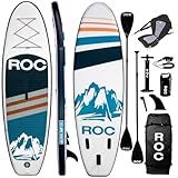 Roc Inflatable Stand Up Paddle Boards with Premium SUP Paddle Board Accessories, Wide Stable Design, Non-Slip Comfort Deck for Youth & Adults (Navy W/Kayak Seat)