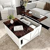 jimeimen Farmhouse Lift Top Coffee Table with Storage, Wood Square Center Table with Charging Station&USB Port, Living Room Table w/Large Hidden Space, for Living Room, Bedroom, Home Office, White
